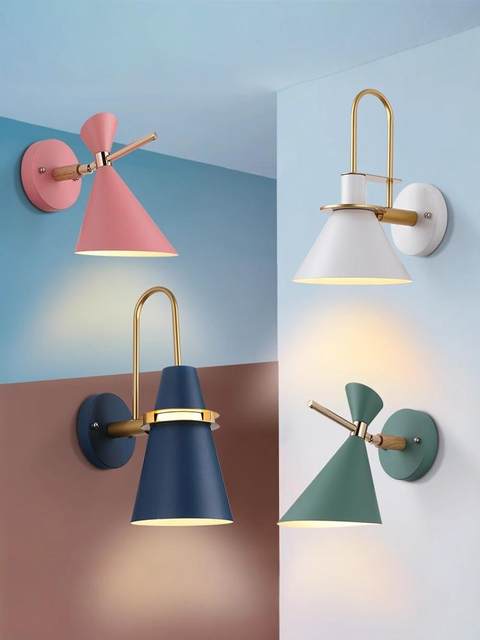 Modern creative wall lamp living room background wall aisle corridor lamp Nordic macaron new bedroom bedside wall lamp