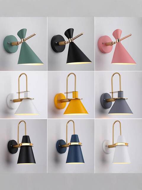 Modern creative wall lamp living room background wall aisle corridor lamp Nordic macaron new bedroom bedside wall lamp