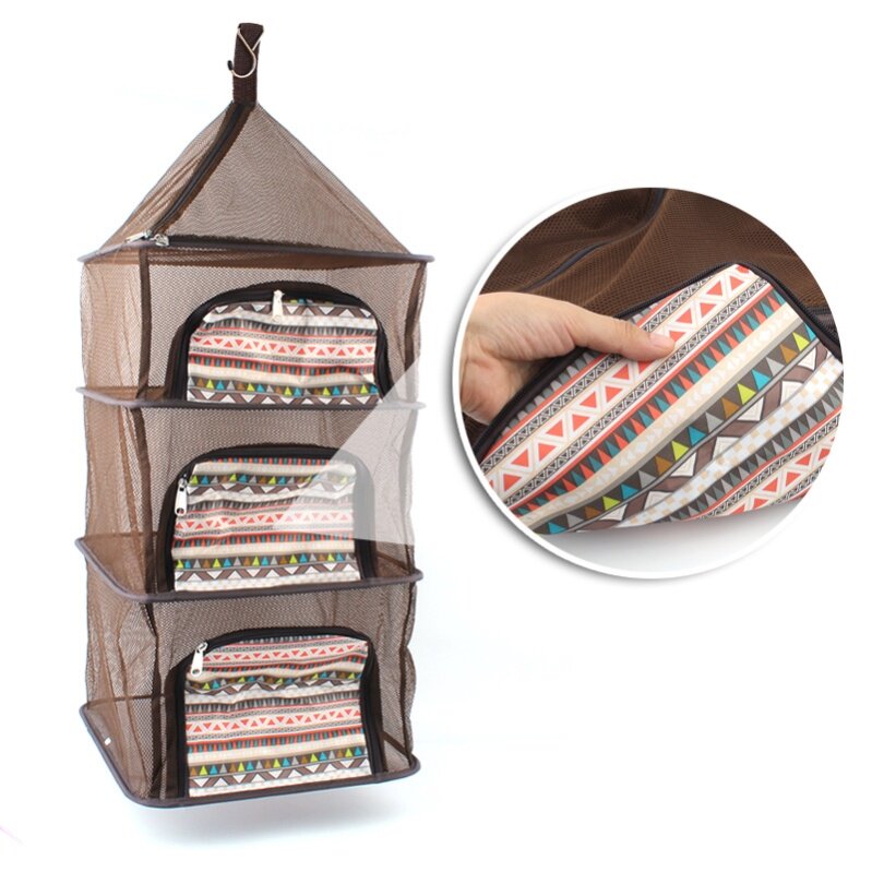 Outdoor Camping Fold Vertical Drying Web Containing Storage Basket Sunning Fish Sunning Net Drying Rack Dishes Drying Racks