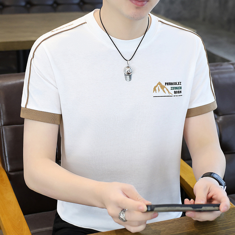 Men's Short-Sleeved T-Shirt 2026 Summer New Cotton Undershirt Round Neck Embroidered Shirt Sweat-Absorbent Thin White Half-Sleeve Men's Short-Sleeved T-Shirt 2026 Summer New Cotton Undershirt Round Neck Embroidered Shirt Sweat-Absorbent Thin White Half-Sleeve