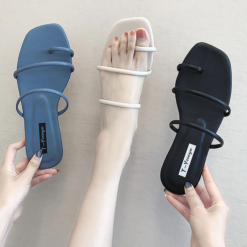 Slippers women's fashion outside wear wild 2021 summer new flat toe net red gentle fairy wind flat slippers