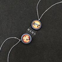 Couple necklace pair of sandalwood custom magnetic photo pendant student simple creative lettering retro gift