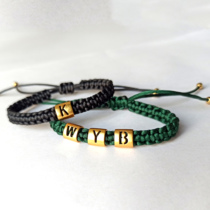 925 silver gold-plated letter handwoven couple bracelet a pair of red rope bracelet couples students long-distance love