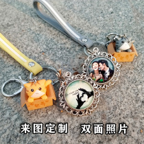 Couple keychain pair of custom double-sided photo personality creative send girl friend Crystal photo birthday gift