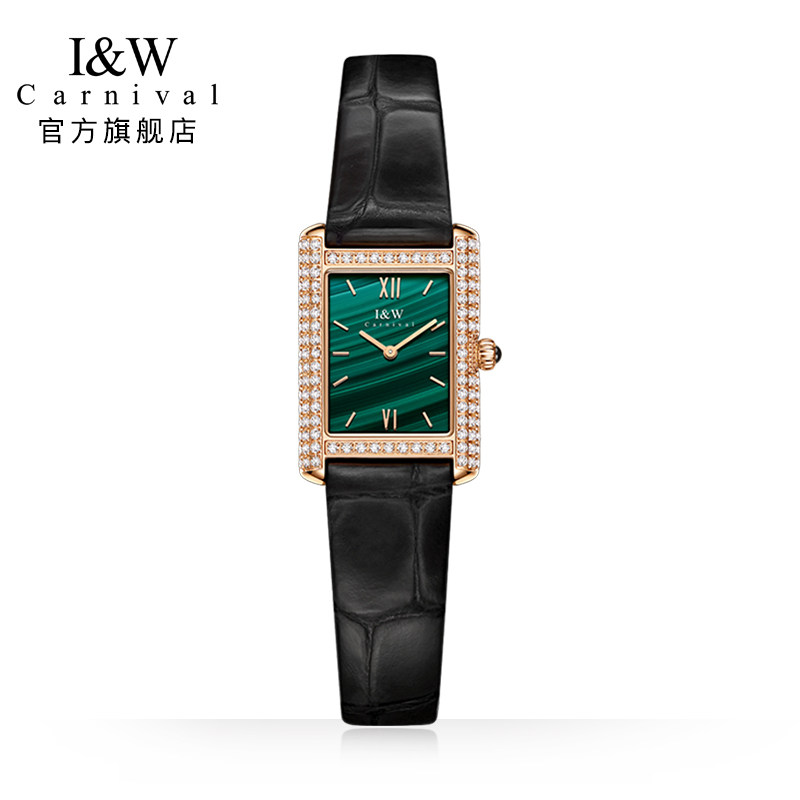 (small green table) IW watches women quartz ins small crowdsourced design minimalist light extravagant square table waterproof nameplate