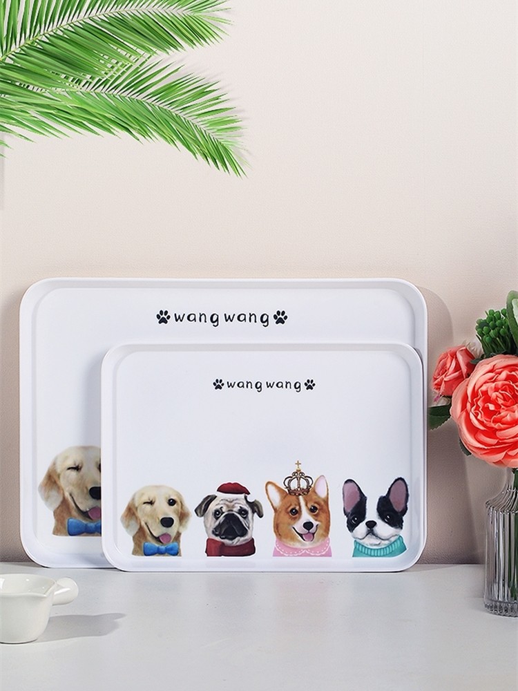 Cartoon Puppy Dei Pan Tea Tray Home Rectangular Living Room Water Cup Release Cup deputable Melamine Fruit Pan Nordic
