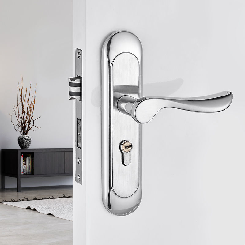 Stainless steel bedroom indoor mute door lock household type room bathroom room wooden door lock universal handle lock