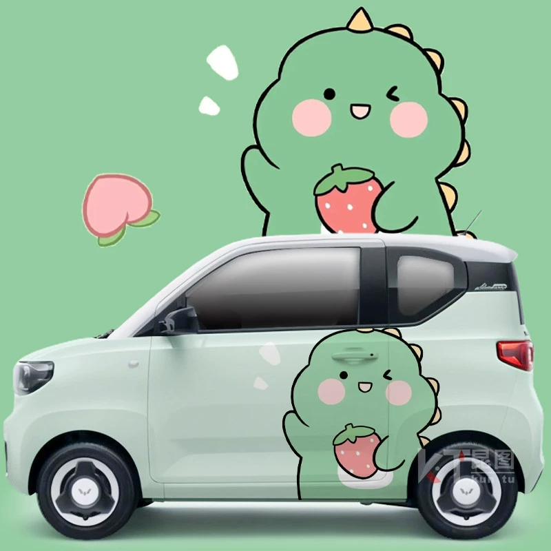 đề can dán xe ô tô Nhãn dán xe ô tô Wuling Hongguang miniev trang trí khủng long nhỏ dễ thương Leviathan Chery nhãn dán xe kem tem xe ô tô thể thao tem dán kính lái ô tô 
