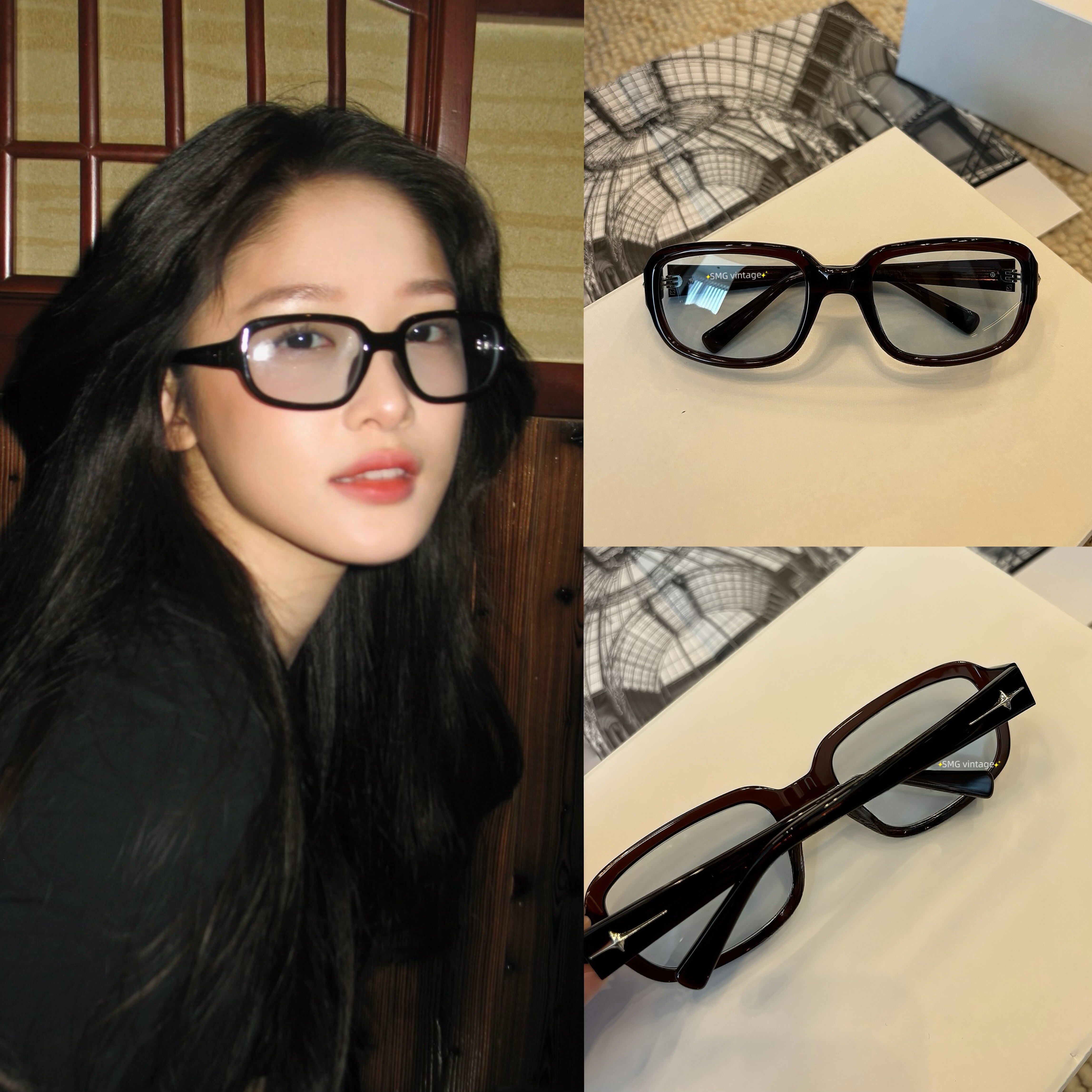 Somi and Jeon Somi's Noizer square-frame glasses, with Asian mixed-race style, are available with prescription prescription and blue light protection.