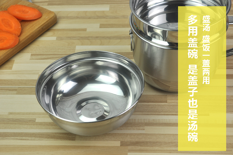 Thép không gỉ dày cốc ăn nhẹ ngăn 2 lớp mì ăn liền bát có nắp hộp ăn trưa học sinh hộp ăn trưa cách nhiệt chống nóng - Hộp cơm điện sưởi ấm hộp cơm cắm điện giữ nhiệt