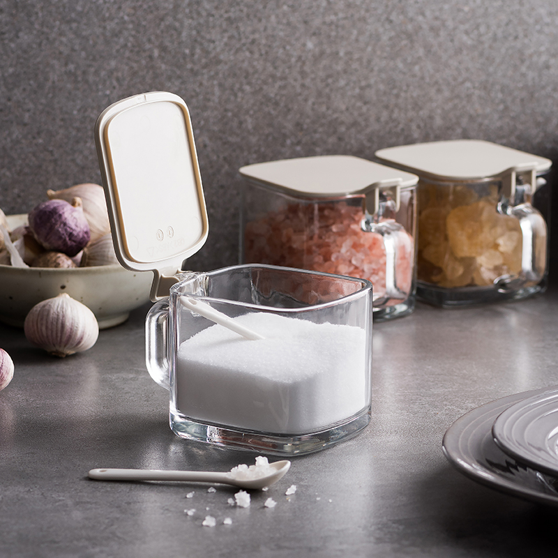 Kitchen Seasoning Jar Glass Seasonings Bottle Home Sugar Salt Jar Condiment Intake MSG Seasoning Box Suit