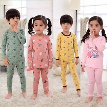 Childrens clothing autumn and winter slim cotton sweater childrens thermal underwear suit cotton children velvet color cotton autumn trousers