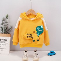 0-5 year old winter plus velvet hooded long sleeve one-piece shirt childrens clothing boys bottomed T-shirt childrens casual sweater