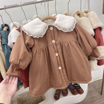 2021 childrens clothing Winter Childrens cotton coat Korean girl lapel doll cotton coat