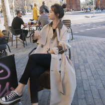 Trench coat womens long 2021 new spring and autumn Korean version of loose English style this year popular high sense coat coat coat