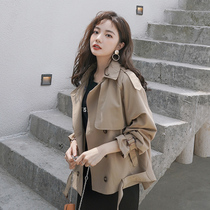 Khaki windbreaker female 2021 new spring and autumn Korean version of loose small man fashion versatile high sense short coat