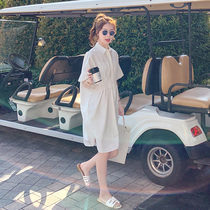 White small man dress female summer 2021 new cocoon gentle fairy first love temperament goddess fan shirt skirt