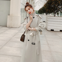 Trench coat womens long small man 2021 Spring and Autumn New Korean version of English style design sense niche coat coat