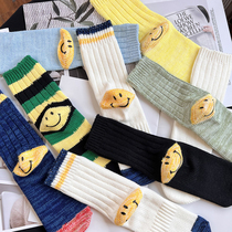 Bunda Little crowdboomer Sox men and women in the same section Japan and South Korea streets ins and women 100 lap net red smiley face socks