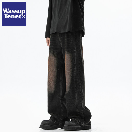 Wassup Tenet Spring and Autumn Trendy Wide-Leg Black Jeans Men's Casual Pants Autumn New Style ins Long Pants