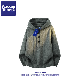 Wassup Tenet American Style Lazy Hooded Sweater for Men, Autumn and Winter Couple's Loose Casual Knitwear Jacket