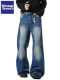 Wassup Tenet American Retro Washed Vintage Whiskered Jeans for Men, Autumn Trendy Brand Straight Loose Long Pants
