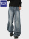 Wassup Tenet American High Street Washed Straight-Leg Jeans for Men, Autumn Trendy Brand Loose Wide-Leg Scimitar Pants