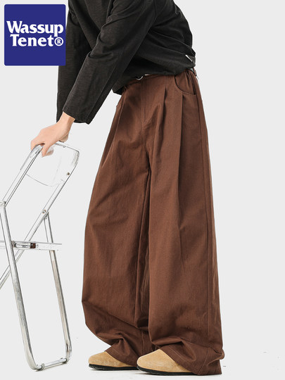 Wassup Tenet American Retro Pleated Scimitar Casual Pants Men's Spring Trendy Straight Loose Cargo Pants