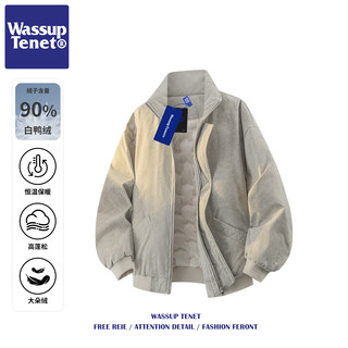 Wassup Tenet American-Style Stand-Up Collar Jacket down Coat for Men, Winter Couple Trendy Brand Loose Warm and Cold-Proof Outerwear