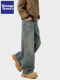 Wassup Tenet American-Style Washed Whiskered Jeans for Men, Autumn Trendy High Street Straight Loose Casual Long Pants