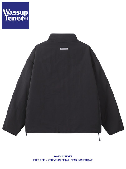 Wassup Tenet Winter Simple Solid Color Stand-Up Collar Cotton Jacket Men's Trendy Brand Loose Warm Versatile Couple Cotton Coat