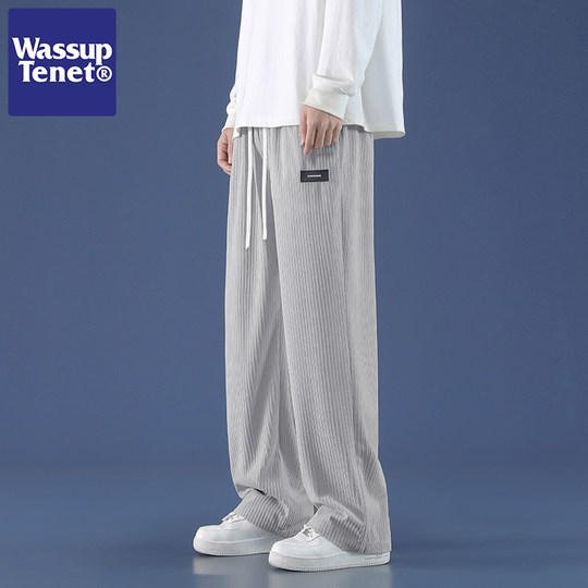 Wassup Tenet Corduroy Casual Pants for Men, Drapey Straight-Leg Versatile Loose-Fitting Sports Trendy Brand Couple's Long Pants