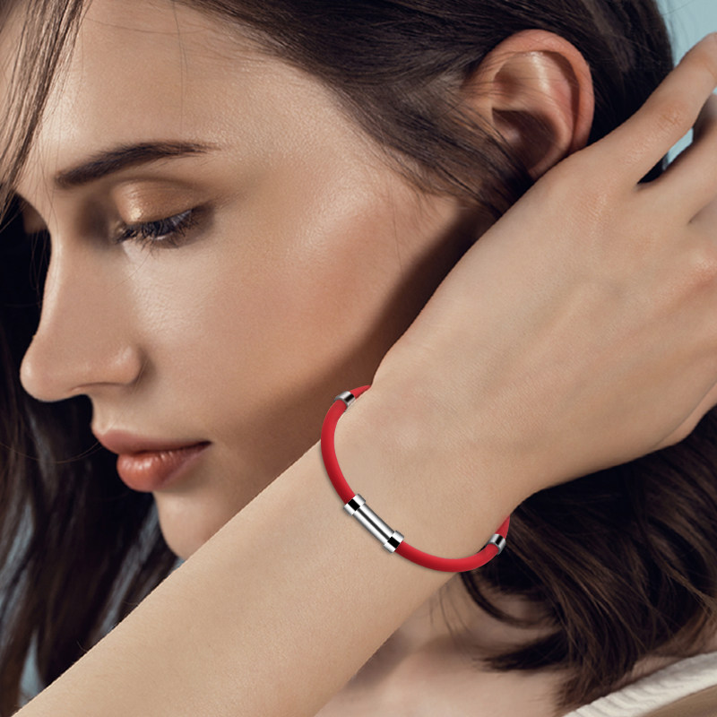 Japan and South Korea fashion simple negative ion energy basketball sports silicone couple bracelet titanium steel