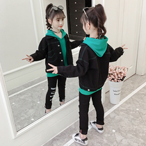 Step Diane step girls spring clothing suit 2022 new ocean gas spring autumn childrens clothing trendy sports girl two sets