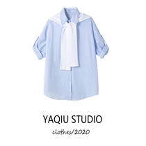 Shirt Women 2021 new summer thin shawl stripe loose hipster top design feel sunscreen shirt