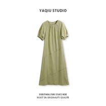 First love green dress children summer 2021 thin high-grade French retro A dress