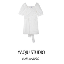 Strap bow neckline dress 2020 new size womens black and white two color fat sister skirt