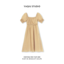 Bubble sleeve dress female French temperament long dress summer new first love skirt word collar fairy dress