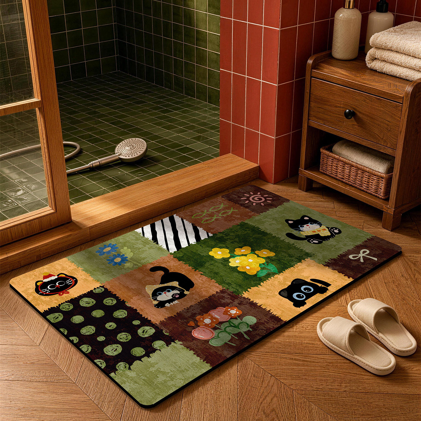 Soft absorbent bathroom floor mat for home toilet