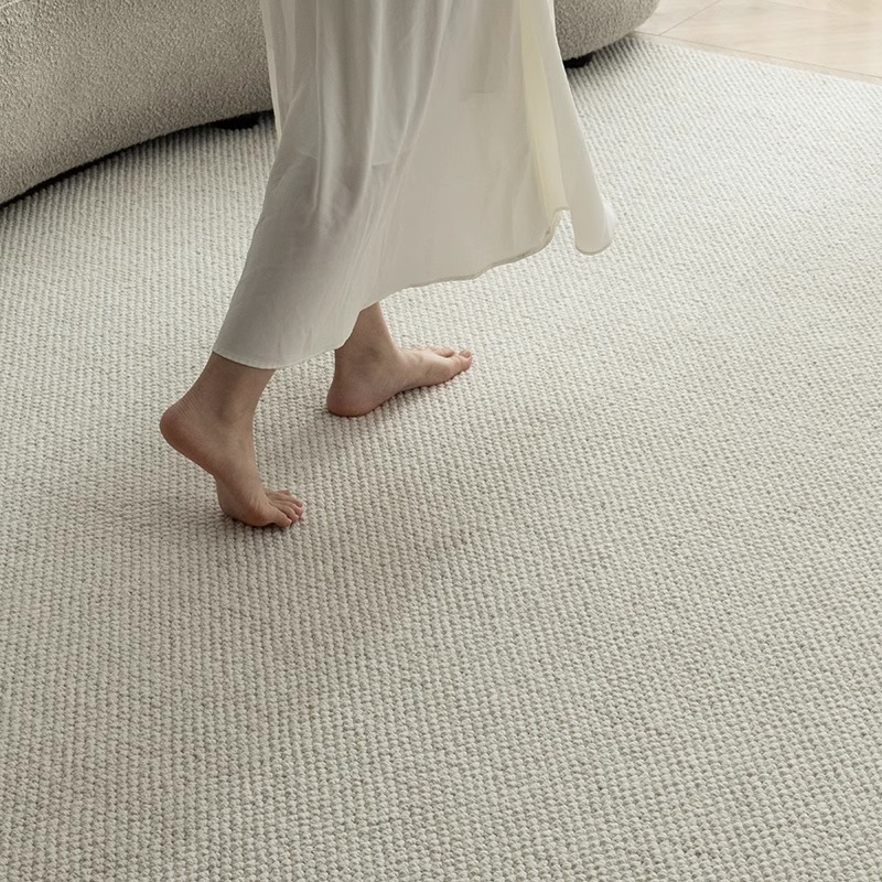 New Zealand Imported Wool Bacteriostatic Carpet Living Room Modern Minima Sofa Blanket Bedroom Rice White Pure Color Luxurious Senior-Taobao