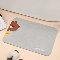 LINE FRIENDS is a silicon oatmeal super-suction ground cushion Korean anti-skid toilet bathroom foot pad