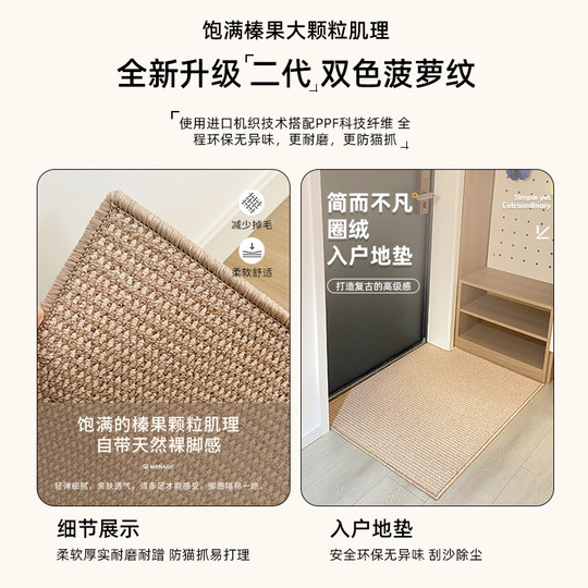 Entrance door floor mat, imitation sisal carpet door mat, entrance door, entrance hall door, exterior carpet foot mat, can be cut