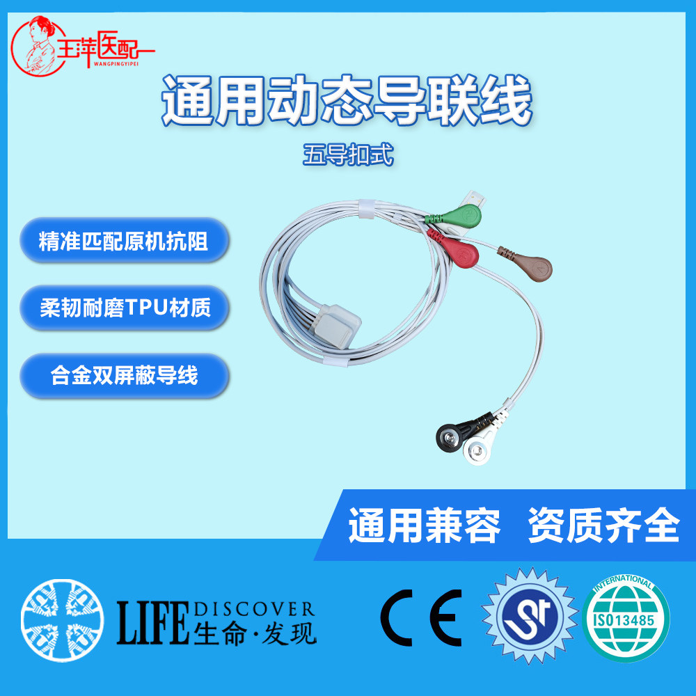 兼容BioWIsion宝莱特遥测监护系统WIS80动态心电导联线hoter线