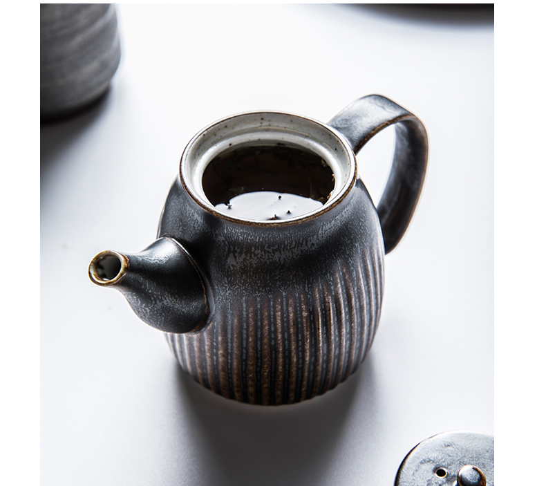 Namely the content contracted Japanese ceramic manual variable glaze thick clay miniature teapot hand scraping grain ceramic tea set kung fu tea pot