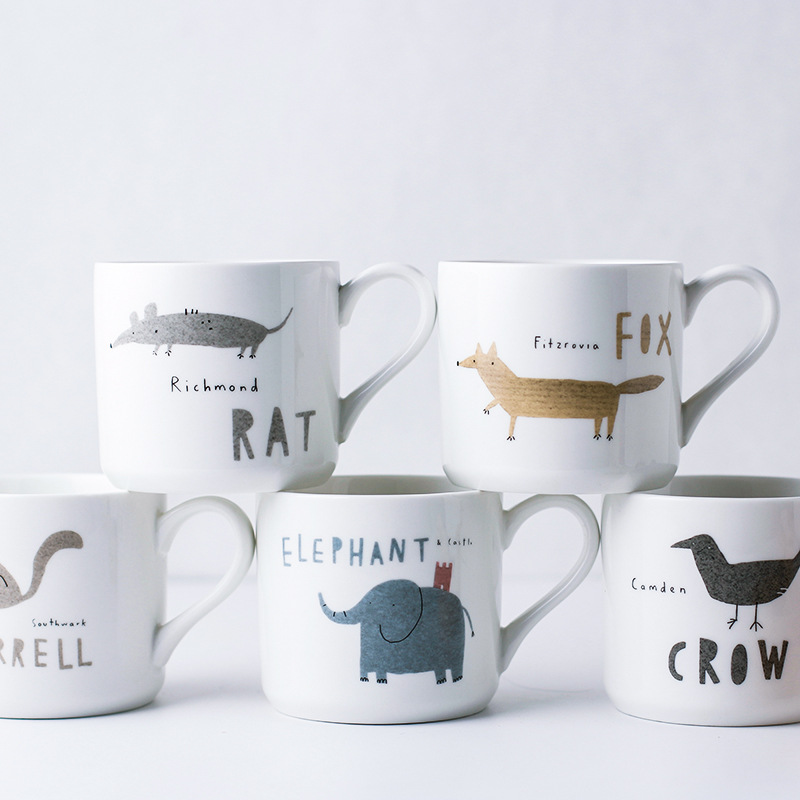 The content and lovely cartoon animals of ceramic keller cup contracted picking cups of coffee cup milk cup cup for breakfast