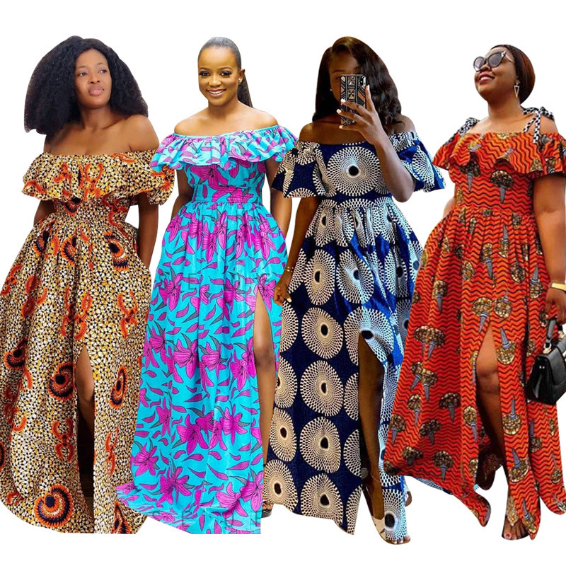 Off-Shoulder African Dress