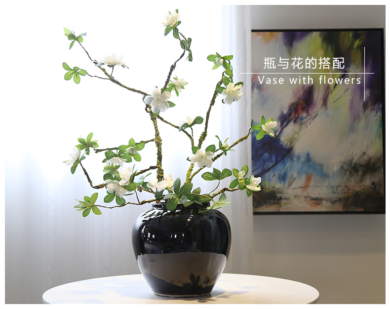 New Chinese style rural mesa ceramic vase living room TV cabinet shoe ark, the desktop decoration flower implement simulation flower receptacle