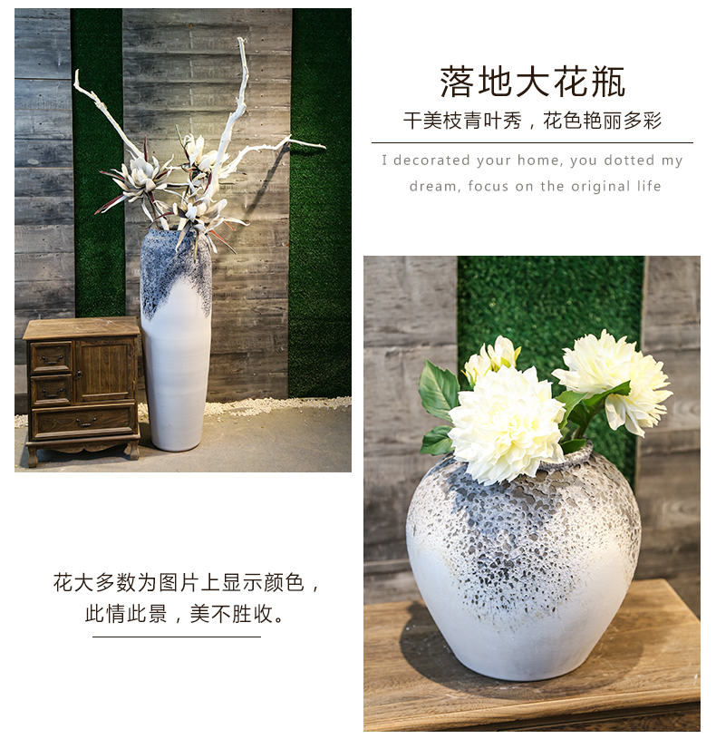 Jingdezhen coarse clay ceramic pottery vases, flower arranging is restoring ancient ways ceramic home sitting room decoration decoration floor furnishing articles