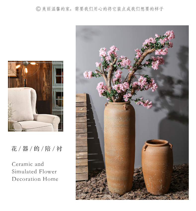 Jingdezhen retro modern ceramic dried flower simulation of large vase flowers furnishing articles sitting room big villa garden flowerpot