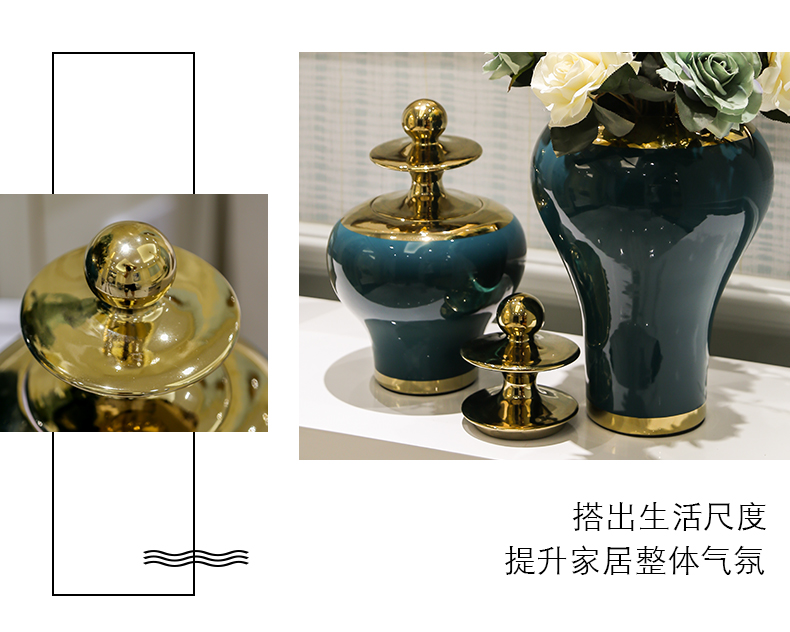 Jingdezhen light general key-2 luxury wind modern creative ceramic pot vase simulation model TV ark is placed between the flower decoration